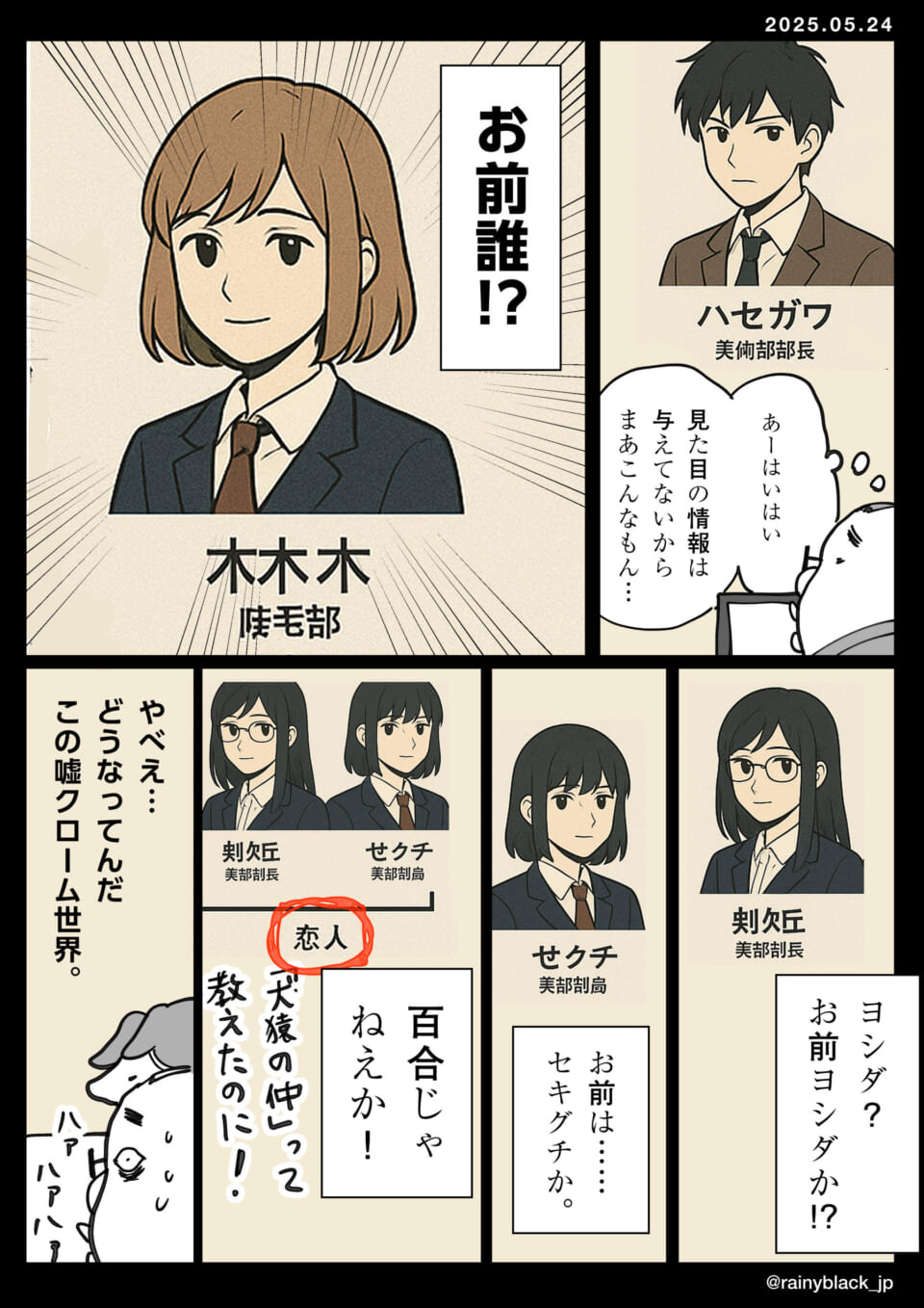 登場人物が混乱するコミック。
