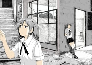 廃墟の学校にいる二人の少女