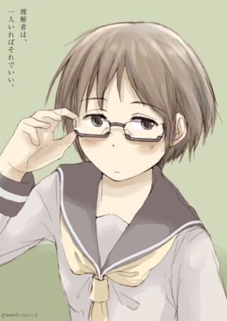 眼鏡のセーラー服の少女イラスト