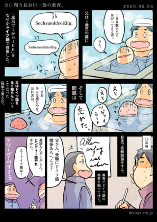 風呂で父がドイツ語教育。