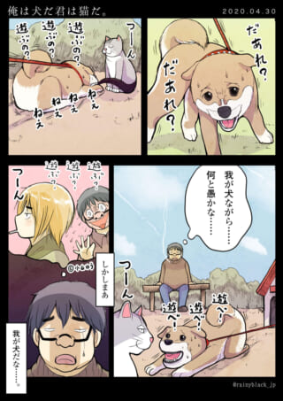 犬と猫の微妙な関係。