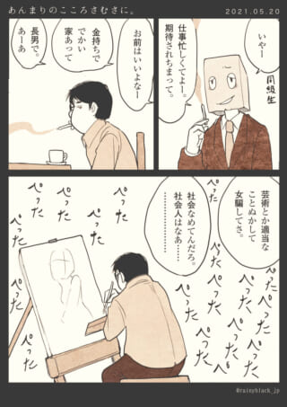 男が絵を描きながら独り言