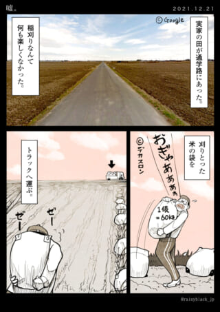 田んぼでの稲刈りの思い出