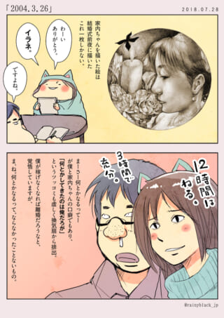 家内ちゃんを描いた漫画の一コマ。
