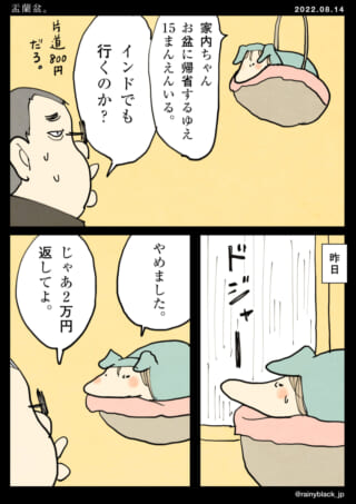 お盆帰省代に対する疑問