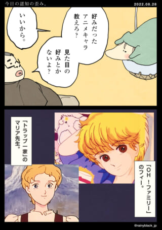 アニメキャラの好みを聞かれる話。