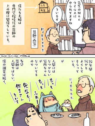 恩師の家での面白い会話。