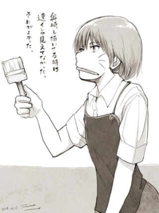 絵を描く人の横顔イラスト