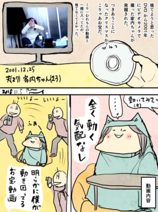 古いビデオ発掘と再生の漫画。