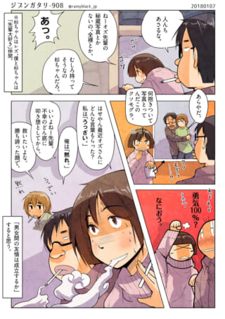友人同士の会話と写真探しシーン